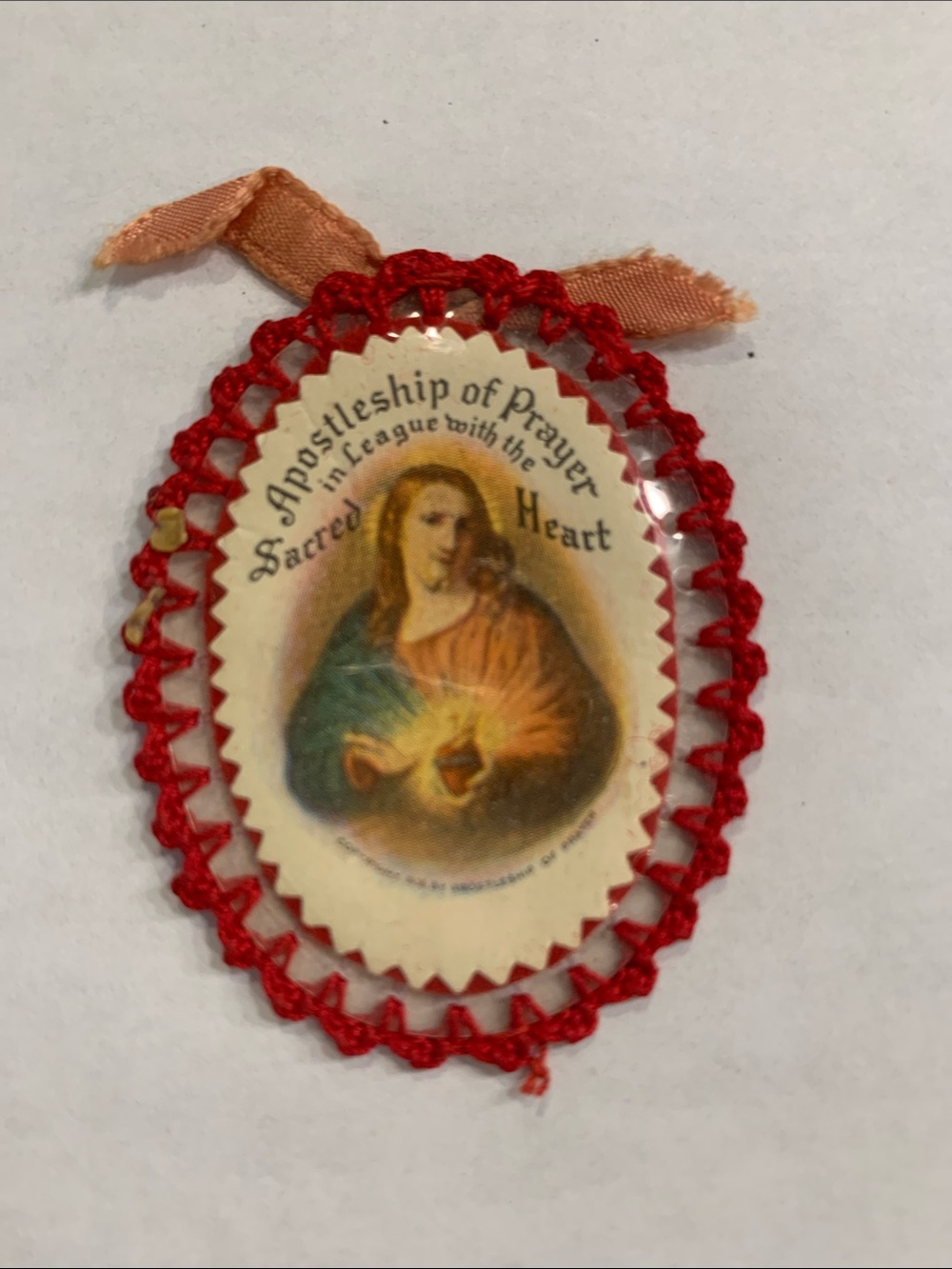 Antique 1936 Vintage Religious Apostleship of Prayer Sacred Heart Prayer Medal